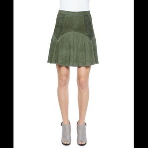 Parker Boris Perforated-Leather Skirt, Spruce